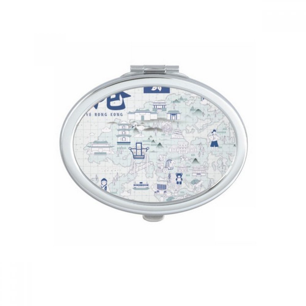 Miroir de poche portable ovale à double réflexion pour un maquillage précis