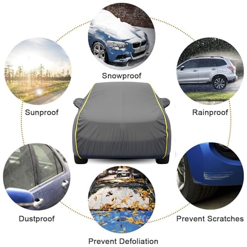 Image of Kayme Compatible with Grey Citron c3 Car Cover Waterproof Car Body Cover for All Weather Proof & Full Bottom Elastic, Triple Stitching with 100% Nail Proof Cover