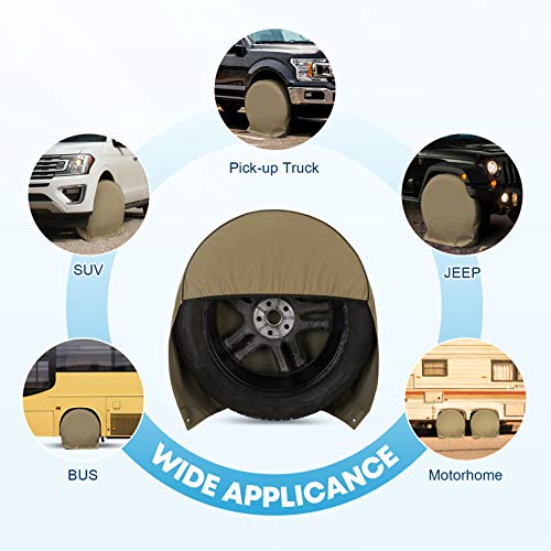 Kohree Rv Tire Covers Set Of 4 For Rv Wheel Camper Truck Trailer Suv Motorhome Tire Covers Heavy Duty 600D Oxford For 26"-29" Tires Diameters, Waterproof W/Pvc Coating Sun Snow Tire Protector #TOP2