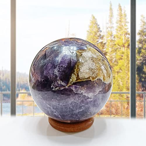 Image of Shubhanjali Amethyst Crystal Ball for Home Decorative Items 150-200 Gm Polished Round Gemstone Amethyst Stone Ball for Crystal at Home Office Desk Kids Table