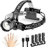 【Motion Sensing Headlamp】Die Stirnlampe hat einen intelligenten Bewegungssensor, im Sensing-Modus, winken Sie einfach mit der Hand vor der Stirnlampe, um das Licht ein- oder auszuschalten. Der Erfassungsbereich beträgt 10 cm/4 Zoll. (Halten Sie die Taste 3 Sekunden lang gedrückt, um den Sensormodus zu aktivieren)