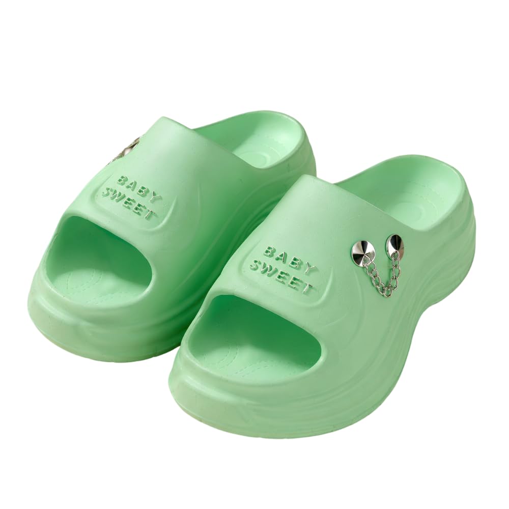 Sin2Max Women's EVA Platform Slides | Soft Cushioned Cloud Slippers | Anti-Skid Lightweight Bathroom & Indoor/Outdoor Slip-On Sandals with Chain Design-picture-44