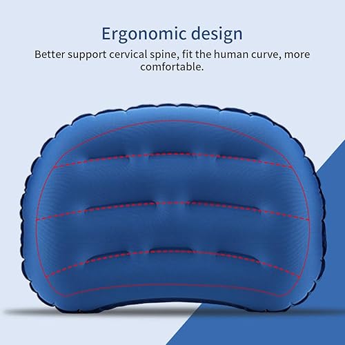 Miniatura 8 de RVXlRDN Almohada inflable, 20.47 x 13.78 pulgadas, almohada de viaje para camping, ultraligera, compresible, ergonómica, almohada de aire para el