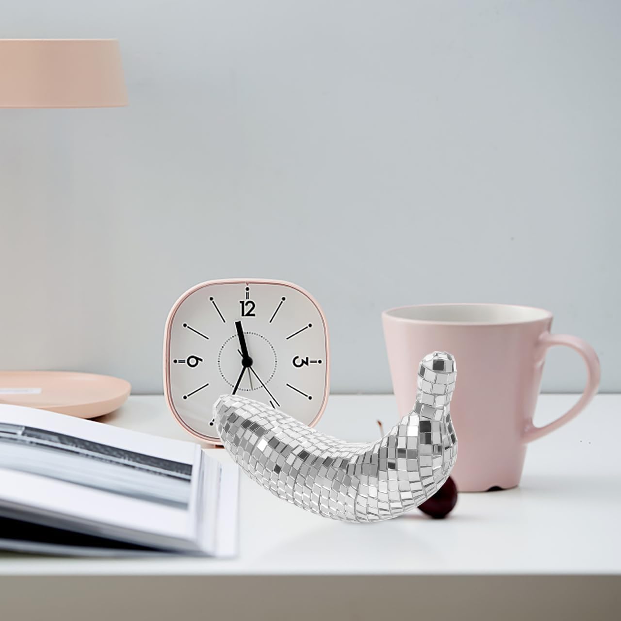 MAGICLULU Mirror Disco Banana Ornament Reflective Disco Party Supply Tabletop Decor 6.49X2.75X3.54In Novelty Banana Decoration for Home Office Wedding