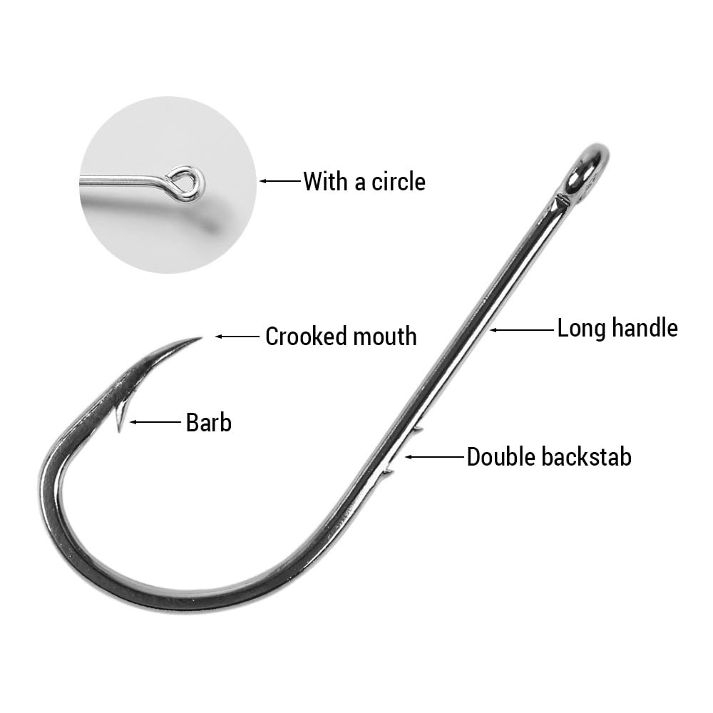 100pcs Double-Barbed Fishing Hook Fishhook for Saltwater Freshwater High Carbon Steel, Hooks