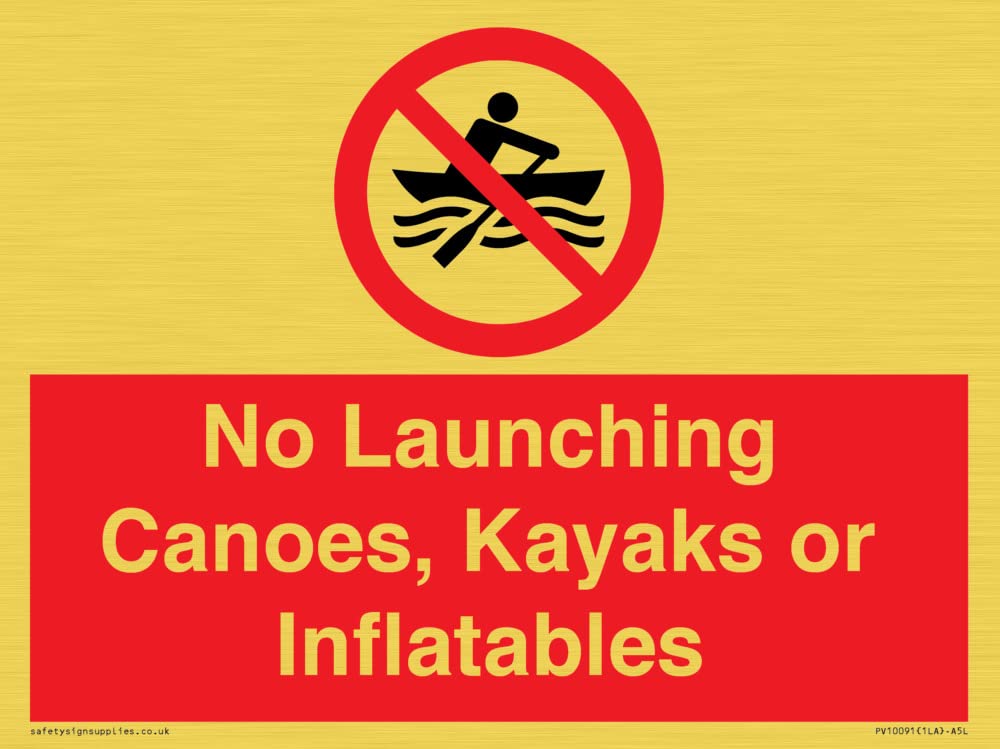 No Launching Canoes, Kayaks or Inflatables Sign - 200x150mm - A5L