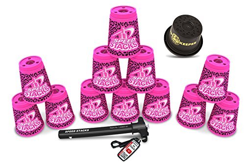 Custom Combo Set: 12 Limited Edition Pink Zippy Leopard Cups, Cup Keeper, Quick Release Stem