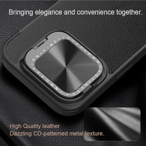 Image of Nillkin Case for Apple iPhone 16 Pro (6.3″ Inch) Qin Prop Leather Lens Protect + Stand Flip Folio + Card Slot 360 Protect Brown Color