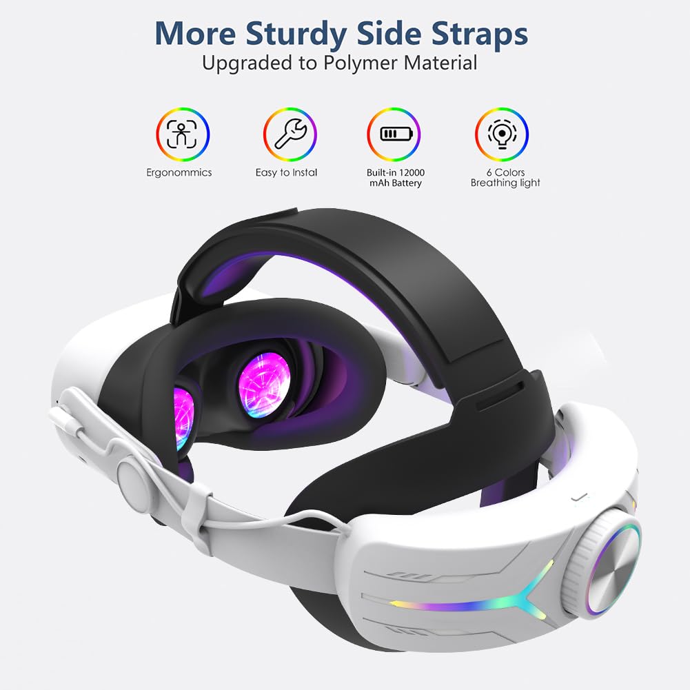 Generic Cinghia regolabile RGB con batteria da 12000 mAh per prolungare la durata della riproduzione Cinghia per la testa di ricambio Supporto migliorato e bilanciamento alternativo cinghia per la
