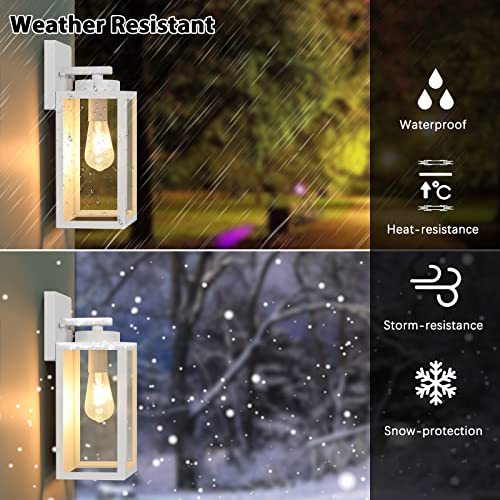 Image of BesLowe Outdoor Wall Light Fixtures, White Exterior Wall Lanterns