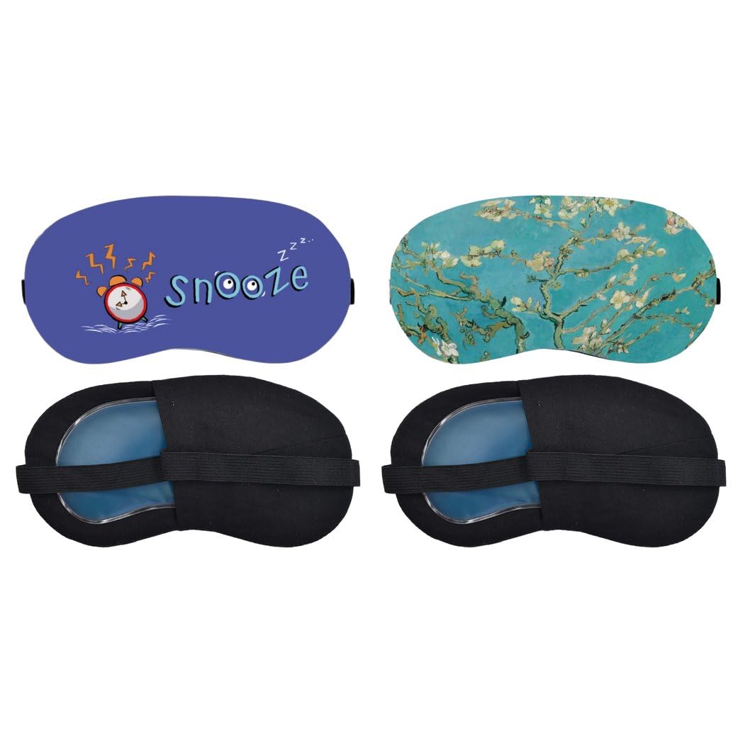 Aoxeria Snooze Alarm, Turquoise Almond Blossom Sleeping Mask Combo, Soft Comfortable Light-Blocking Eye Cover for Women, Men & Kids, Reusable Blindfold for Night Sleep, Nap, Travel (Pack of 2)-image-25