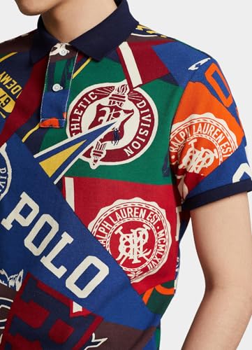 Image of Polo Ralph Lauren Classic Fit Pennant Mesh Polo Shirt (Patchwork /Pennant,L), Large