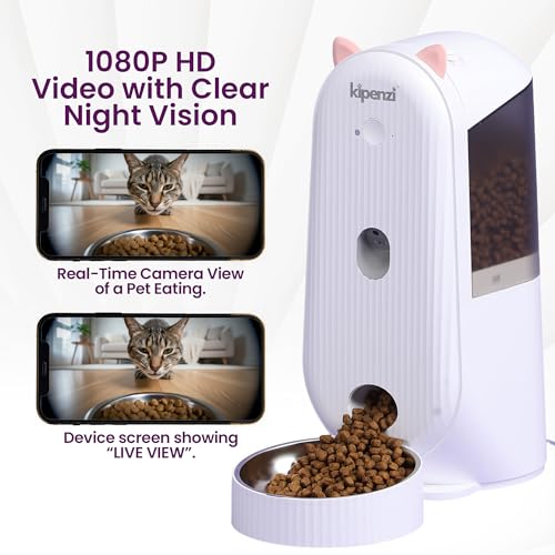 Image of Kipenzi(FC-S03)-Automatic Smart WiFi Pet Feeder|4L Large Capacity with 1080p HD Camera & Night Vision|Voice Recording & RealTime Voice Call|Scheduled Feeding|AntiJam & TriplePreservation for Dogs&Cats