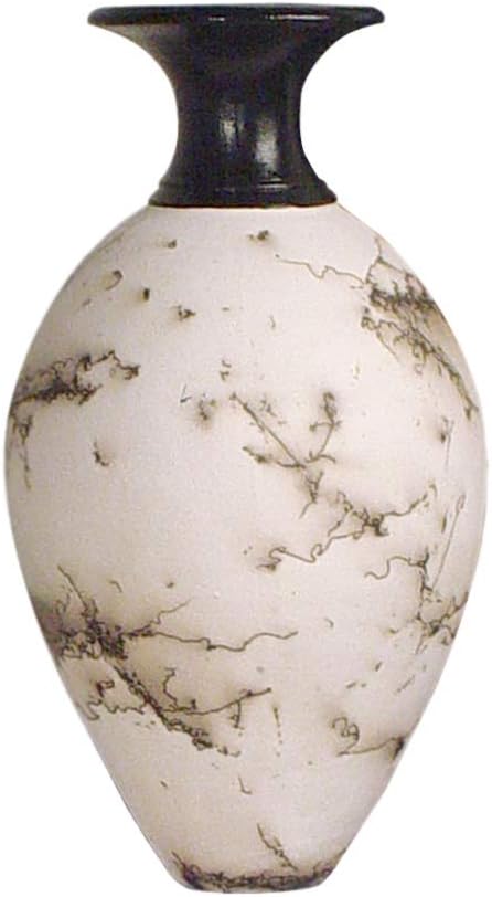 American Made Horsehair Pottery Decorative Vase in White, Classic Design