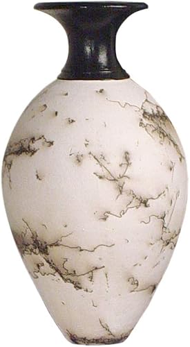 American Made Horsehair Pottery Decorative Vase in White, Classic Design