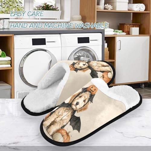 Halloween Puppy Pumpkin Orange Slippers For Women Men Soft Memory Foam Non-Slip Hallowmas Winter Indoor House Shoes Travel Slipper3