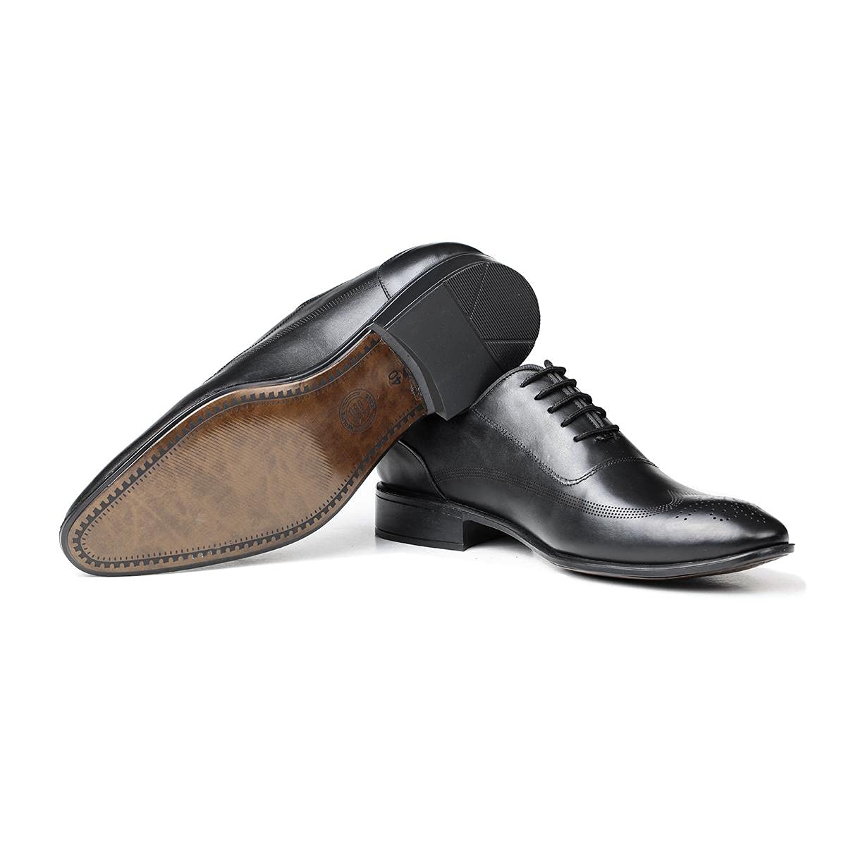 Ducavelli Elegantes zapatos clásicos con cordones de cuero genuino para hombre, Negro , 41 EU