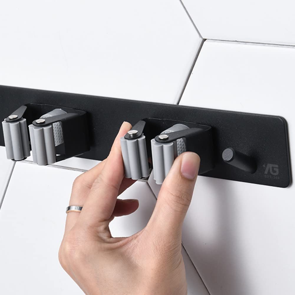 Porta Scopa e mocio, Gancio per mocio da Appendere a Parete in Acciaio Inossidabile Porta Clip per mocio Design con Fibbia Strumento per la Pulizia Porta mocio per Cucina, Bagno (Color : Silver, Siz