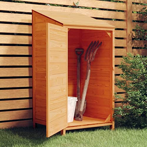Emmtore Geräteschuppen Gartenhaus Schuppen Gerätehaus Lagerschuppen Satteldach Gartenschrank Pultdach Garten Massivholz Tanne,Braun,55 x 52 x 112 cm