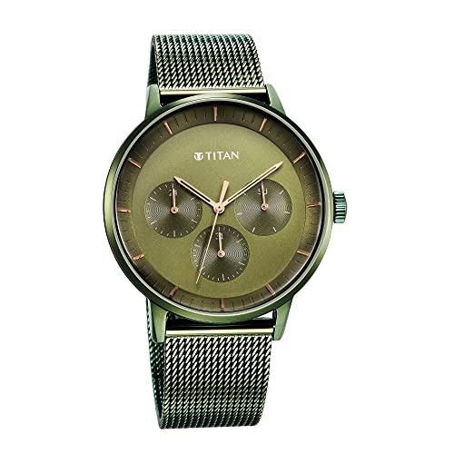 Titan Modern Classics Green Dial Quartz Multifunction Stainless Steel Strap Watch for Men-NS94006QM03 - Image 2