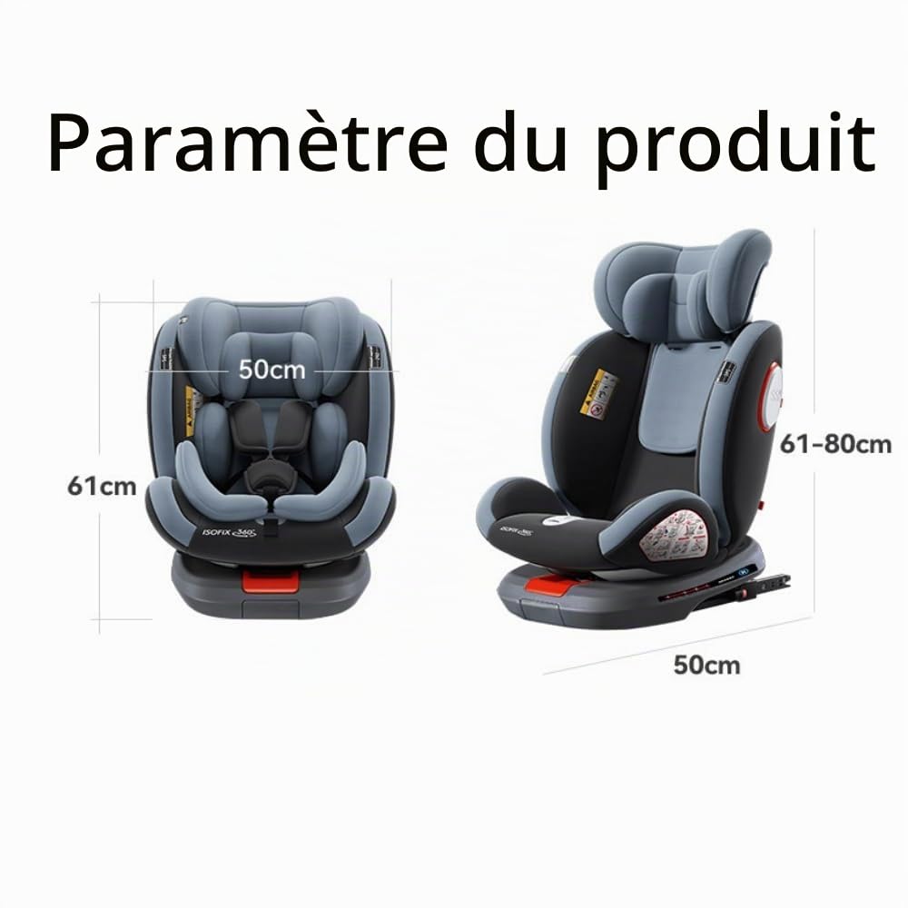Siège auto à rotation libre, appui-tête réglable, pour tout-petits et nourrissons (Noir)