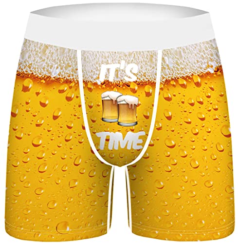 PANOZON Homme Christmas Boxer Shorty sous-Vêtement Fête Noel (Bière 125, M)