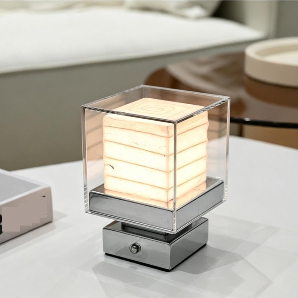 Lampada moderna in acrilico di lusso, luce ambientale sul comodino | Lusso moderno, acrilico, controllo touch, LED, luce notturna ambientale