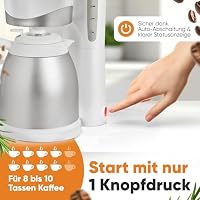 Clatronic® Kaffeemaschine mit Thermoskanne | für 8-10 Tassen Kaffee | kein Temperaturverlust | Filterkaffeemaschine | 1 Liter | Coffee machine | Filterkaffeemaschine mit Thermoskanne | KA 3327 weiß – Ansicht 3