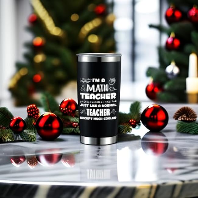 Funny Math Teacher Theme Teacher Appreciation Week Gift for Educator Instructor Christmas Birthday Present for Friend Coworker Stainless Steel Tumbler 20 oz Black