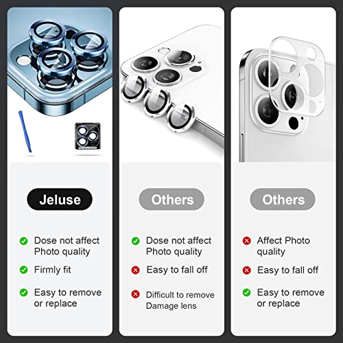 Jeluse [3X2 Pack] Designed For Iphone 13 Pro/Iphone 13 Pro Max Camera Lens Protector, 9H Tempered Glass Screen Protector Cover [Alignment Kit Eazy Installation] Metal Individual Ring #TOP2