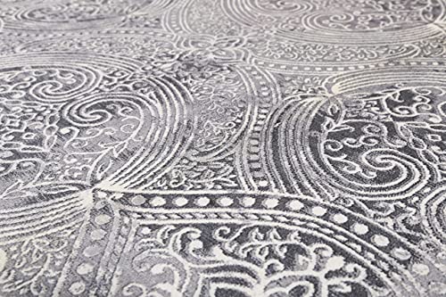 wecon home Badteppich, Badematte, rutschfest und Waschbar, Vintage, Louis (80 x 150 cm, grau) – Bild 5