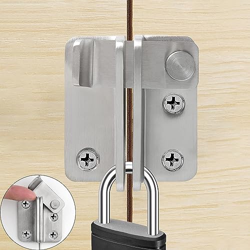 Litensh Shed Lock Gate Lock Gate Latch Padlock Hasp Stainless Steel Flip Door Bolt Latch Lock for Wooden Gates Garden Cupboard Pet Cage Right Open Silver S: 40 x 45 - Image 2