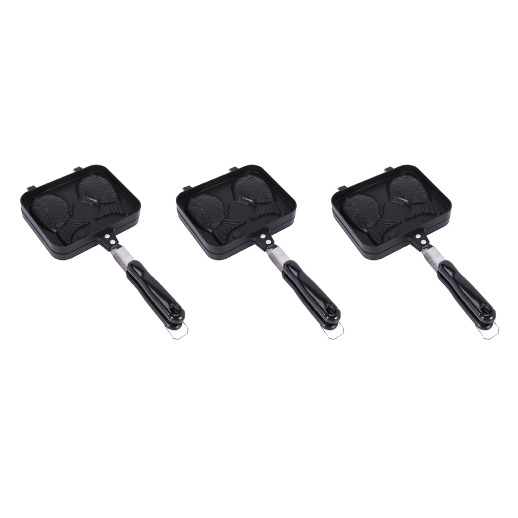 Hndhbfgrt 3X Taiyaki Shaped Hot Dessert Waffle Cake Maker Pan Japanese Pancake Double Pan Fry Pan