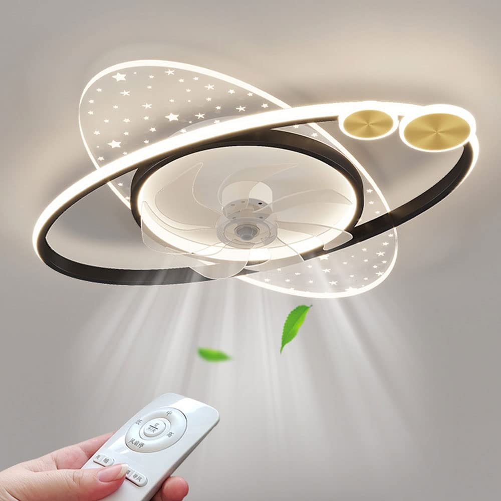Ventilateur de plafond pour chambre avec plafonnier LED silencieux réglable