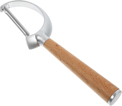 Uonlytech Peeler creativo con mango de madera, pelador de frutas y verduras, fácil de usar para manzanas y productos frescos con diseño compacto