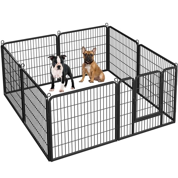 Soberine Recinto per Cani 8 Pannelli 80 x 80 cm Pieghevole da Interno e Esterno Recinzione Rete Metallica per Cuccioli Gatti Conigli Animali Domestici Nero