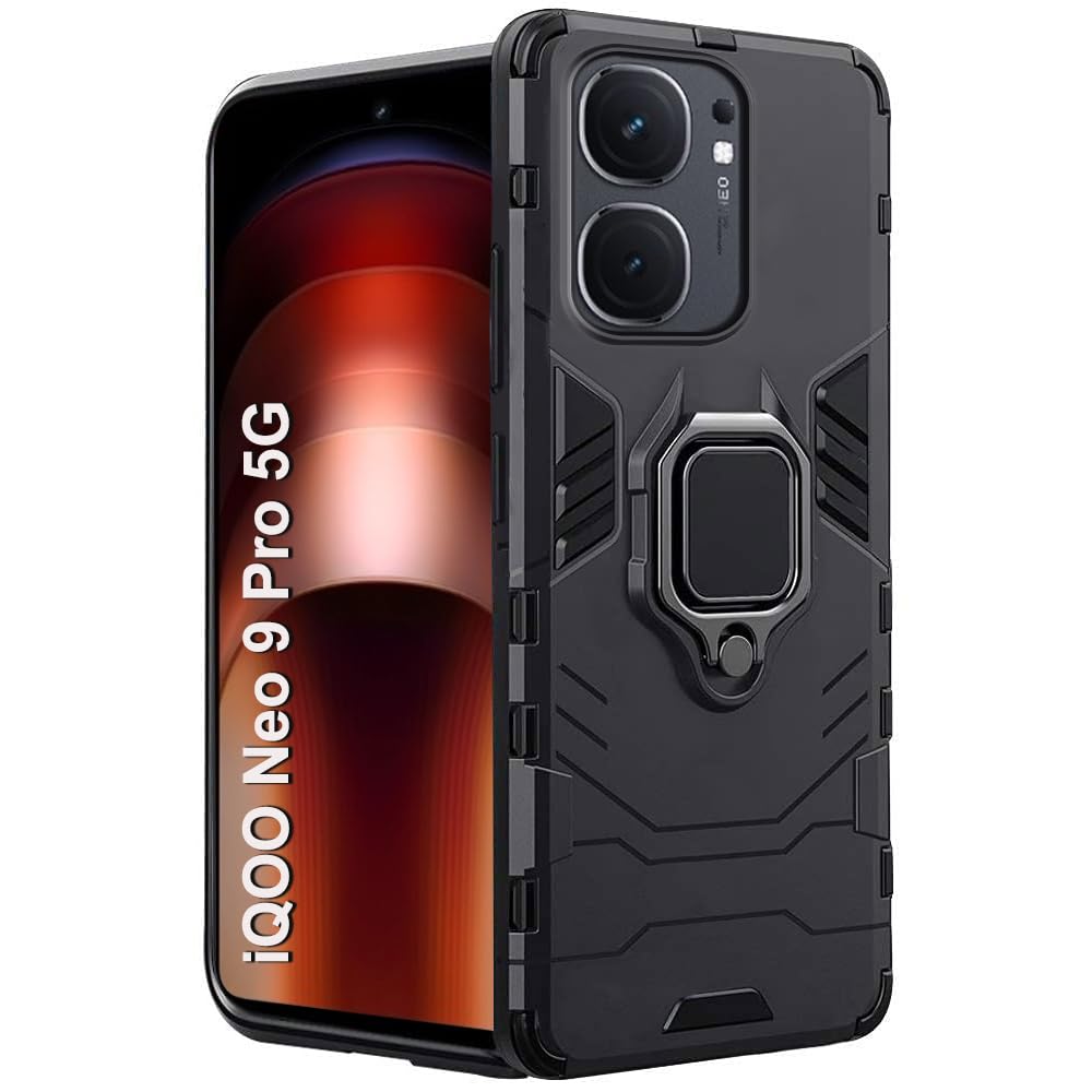 TheGiftKart Tough Armor Bumper Back Case Cover for iQOO Neo 9 Pro 5G | Ring Holder & Kickstand in-Built | 360 Degree Protection Back Case Cover for iQOO Neo9 Pro 5G (PC & TPU, Black) (B0CTXGJXYD) Amazon Price History, Amazon Price Tracker