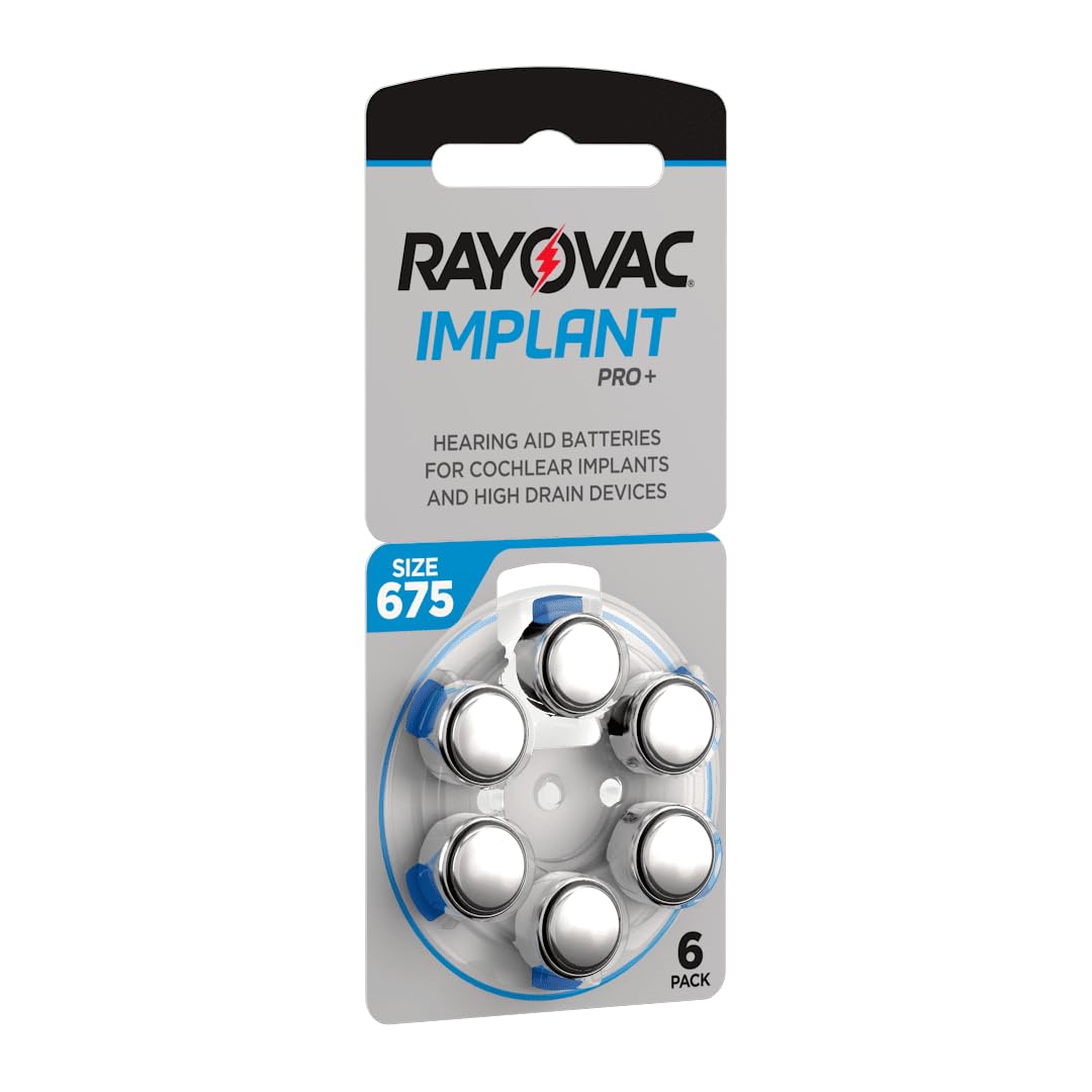 Pilas Rayovac Implant Pro+ 675I para implantes cocleares, tecnología Zinc-Aire, Larga duración, sin Mercurio ni cadmio (90 Pilas para implantes cocleares Rayovac)