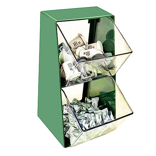 Hosoncovy Tea Drawer Organizer - 2 Layer Transparent Tea Bag & Coffee Capsule Storage Holder - Sugar Packet Rack & Teabag Shelf for Cabinet & Countertop (Green)