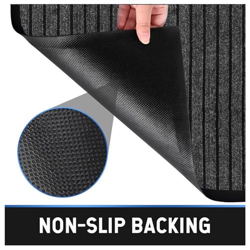 Heavy Duty Runner Rug with Strong PVC Rubber Backing Floor Mat 80 x 150 cm, Grey - Hallway Runner Rug Carpet Mat for Living Room Bedroom Kitchen