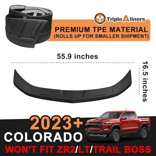 Image of TripleAliners Hood Bug Deflector Protector for Chevy Colorado 2023-2026 | (ONLY Fit Z71 WT LT), Hood Protector, Bug Deflector Shield Replacement, Flexible TPE Material, Easy to Install
