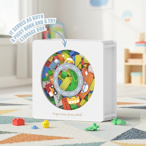 Image of Summidate Wooden Money Saving Box, Clear Window Cash Vault Savings Box with DIY Stickers, Personalized Car Piggy Bank for Kids & Adults, Birthday /Baby Shower /Wedding Gift