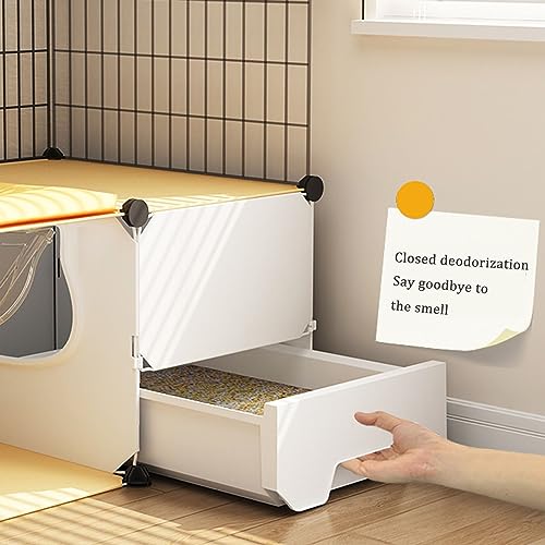 Cage pour chat d'intérieur avec bac à litière intégré et espace à plusieurs niveaux transparent - 6