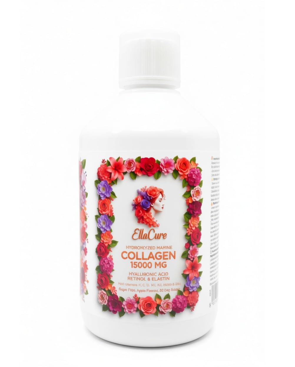 Collagene Marino Idrolizzato 15000 mg + Acido Ialuronico + Retinolo + Elastina + Vitamina C Pelle più soda e luminosa capelli forti e articolazioni sane, Aiuta a rallentare i segni dell’invecchiamento
