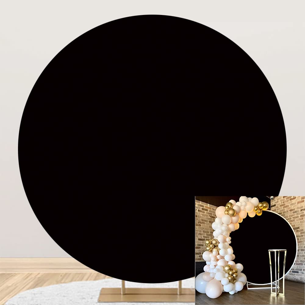 DORCEV Black Round Backdrop Cover 3x3ft Polyester Solid Black Background for Photography Pure Black Photo Backdrop for Shoot Portrait Party Video Studio Props Birthday Baby Shower Wedding Supplies
