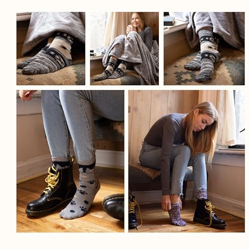 Image of Tipi Toe Women's 6 Pairs Winter Boot Socks - Soft Cotton Blend Warm Crew Socks Size 9-11