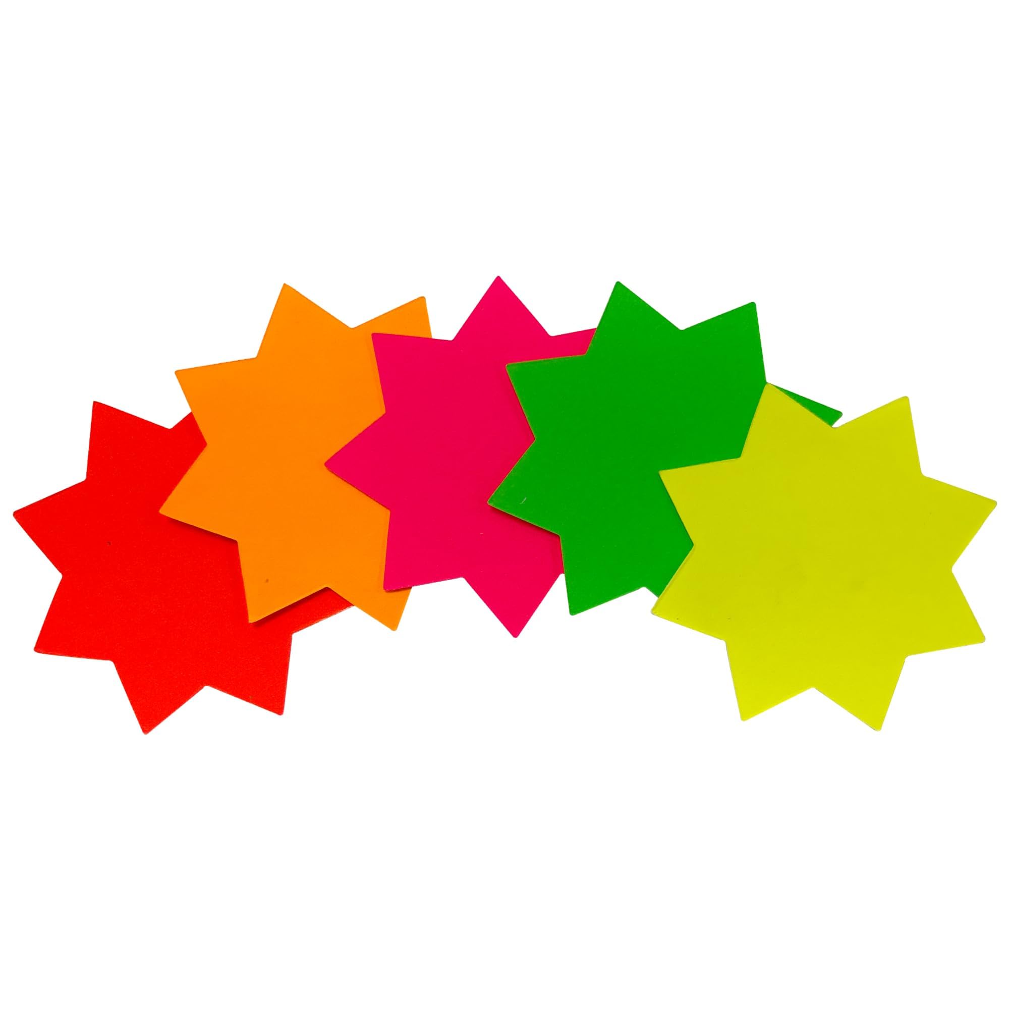Pack of 60 Assorted Coloured Neon Fluorescent Stars 75 x 75mm - Price Signs, Star Shape Signs Price Eye-catching, Retail Store Price Label Garage Sale Supplies Tags for Party and Decoration