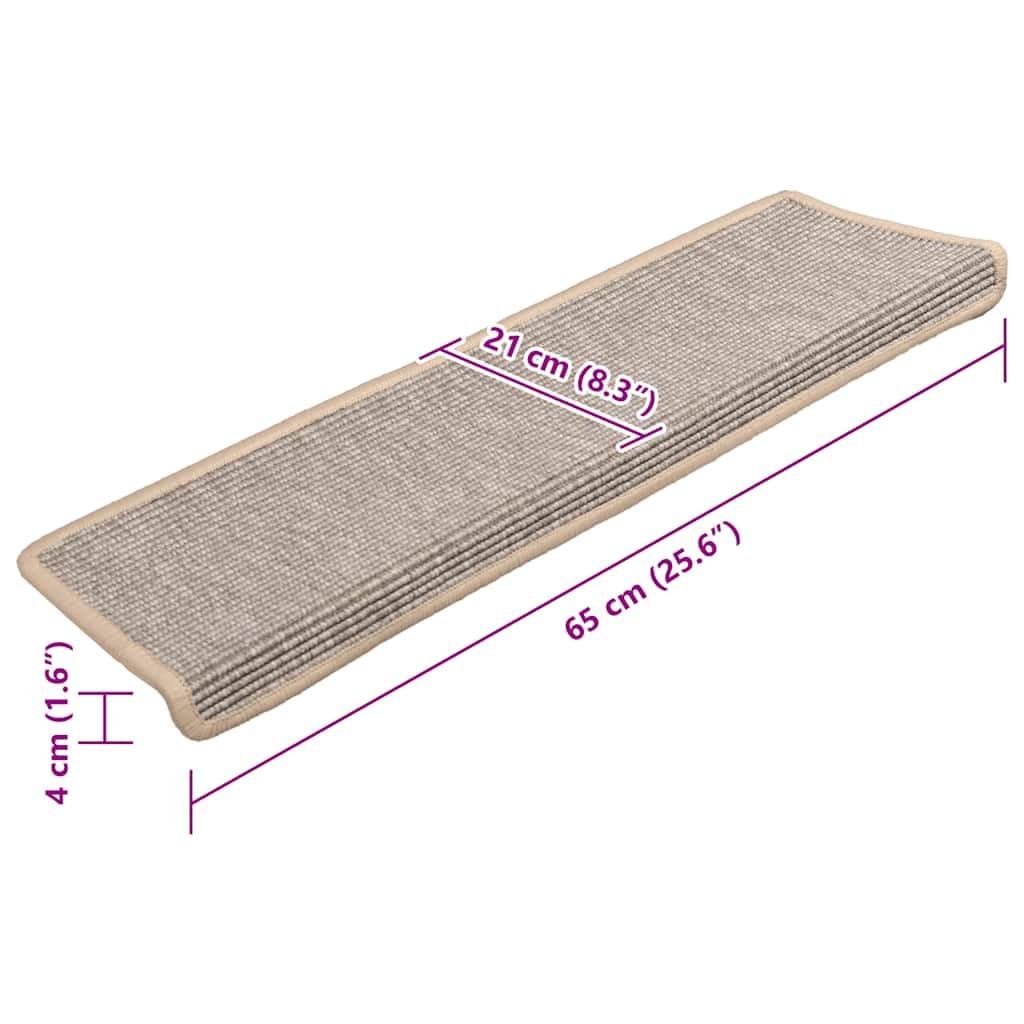 vidaXL Alfombrillas para escaleras 15 Unidades 65x21x4 cm Borde Rectangular Plateado