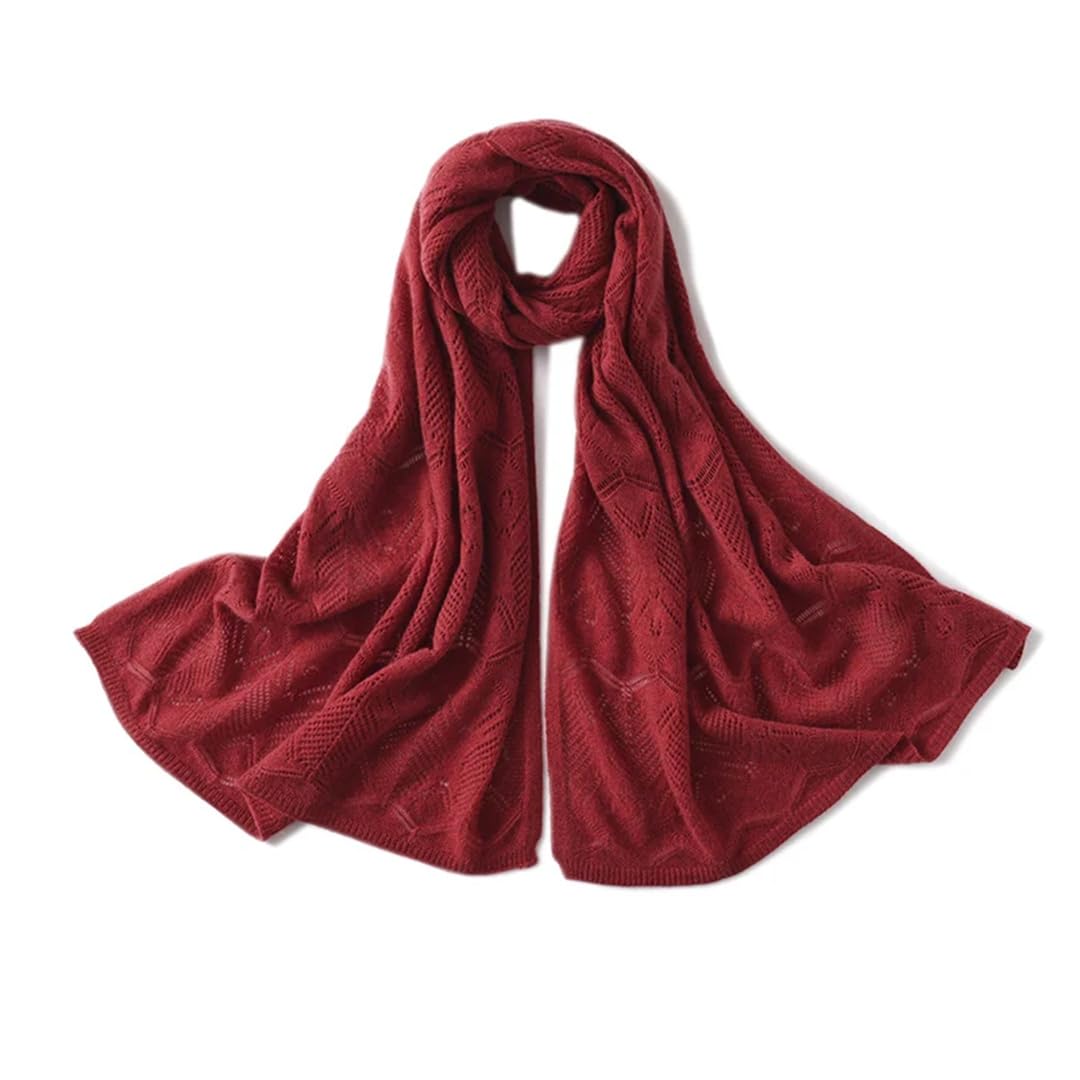 Otoño Invierno Mujeres Cachemira De Punto Bufanda Color Sólido Poncho Hueco Cabos Señora Bufand