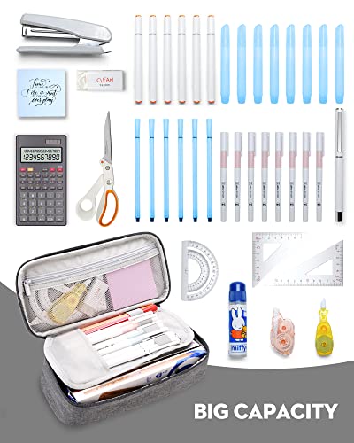 Image of YOKUMA Pencil Case,Large Capacity Pencil Pouch,Aesthetic Zipper Pencil Box, Back to School Supplies for College Student Teen Adults,Travel Essentials,Electronic Cable Organize, Grey, Pencil